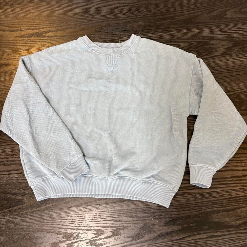 Coquette American eagle Seriously lived in blue crewneck oversized small sweater